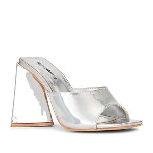 Superdown Indigo High Heels in Silver 8 with Box Womens Mules Slides